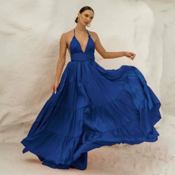 Erika Pena Liliana Halter Maxi Dress NWT OS - Picture 1 of 5